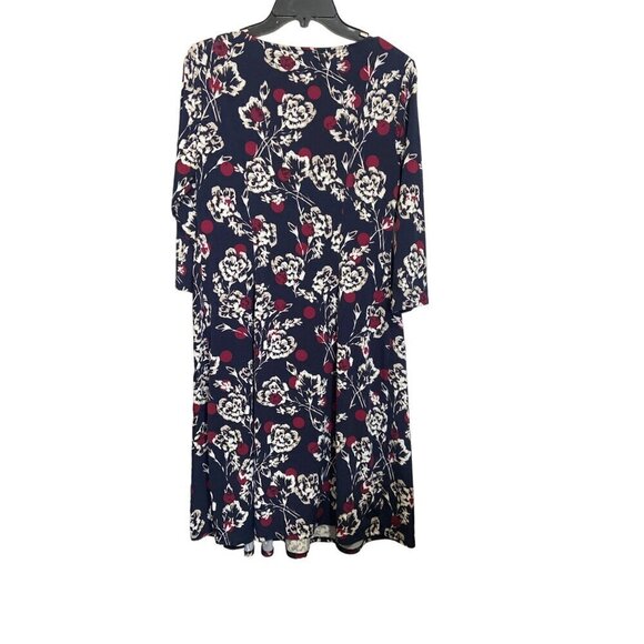 A Pea In The Pod Maternity Dress M/M Floral Navy & Red - Picture 2 of 4